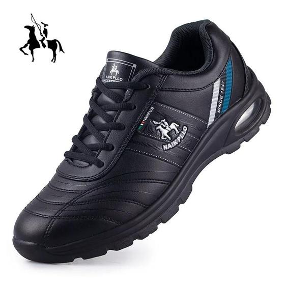 Imagem de Sapatilhas Masculinas de Couro Casual - Sapatos Esportivos para Outdoor - Tamanhos Grandes