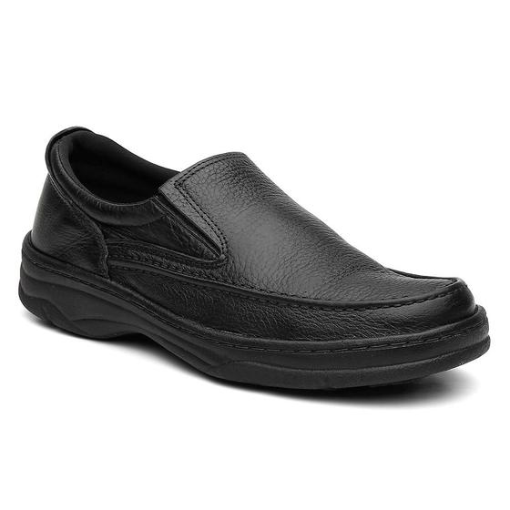 Imagem de Sapato Anti Stress Masculino Conforto Social Ortopédico Calce Fácil Diabéticos Em Couro