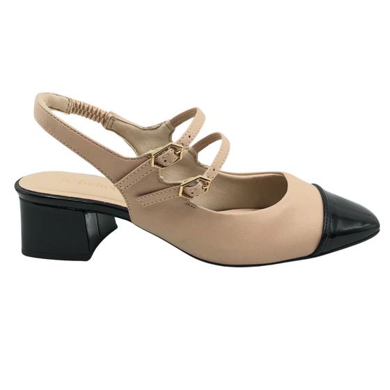 Imagem de Sapato Bebecê Slingback com Fivelas Nude com Preto 4618322