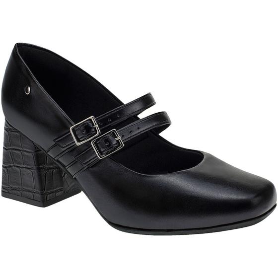 Sapato Boneca Feminino Bico Quadrado Salto Bloco Grosso com Fivela