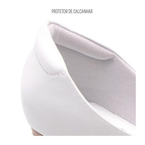 Salto Médio Sapato Branco De Couro Feminino Enfermagem Sapato