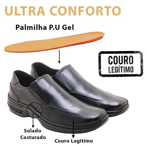 Imagem de Sapato Casual Em Couro Ultra Conforto M&D Store Sola Costurada