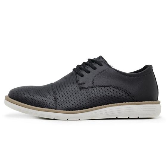 Imagem de Sapato Casual Masculino Oxford Preto Esporte Fino Em Couro