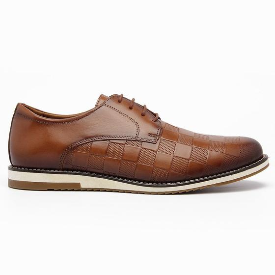 Imagem de Sapato Casual Oxford Masculino Quadriculado Caramelo