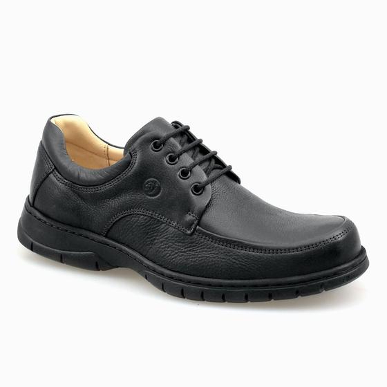 Imagem de Sapato Casual Social Masculino Couro Floater Preto Com Cardaço Resistente Leve Elegante