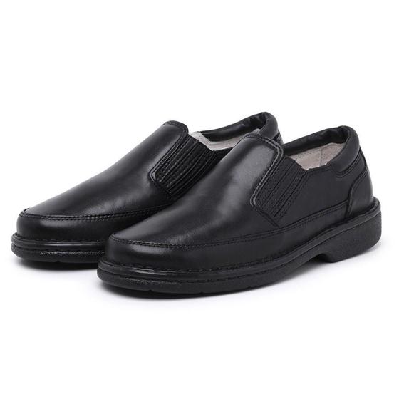 Imagem de Sapato Confort Masculino Couro Elastico Lateral