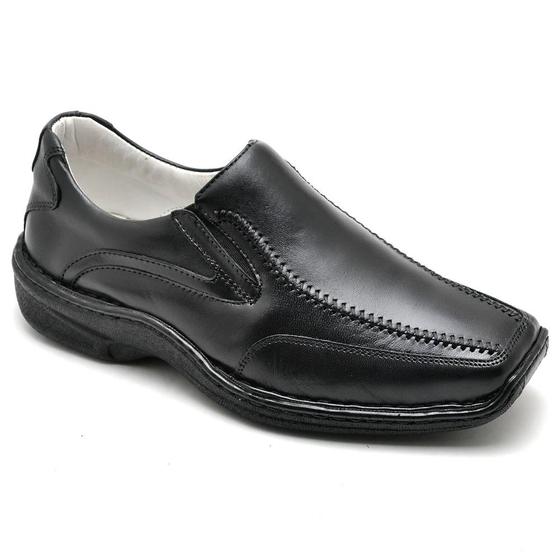 Sapato Conforto Couro Masculino Preto - Youth Class Imagem de Sapato Conforto Couro Masculino Preto