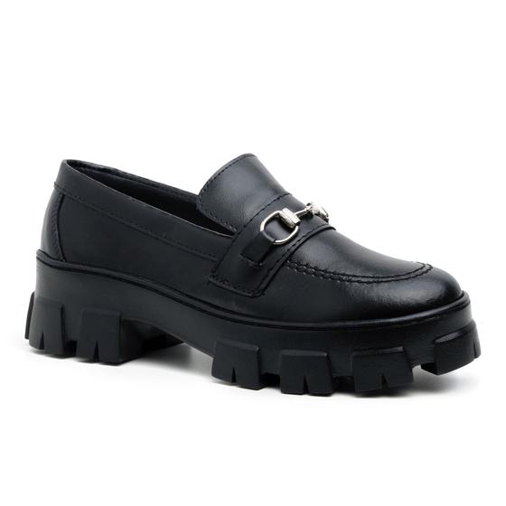 Imagem de Sapato Feminino Mocassim Oxford Sola Tratorada Confortável Preto