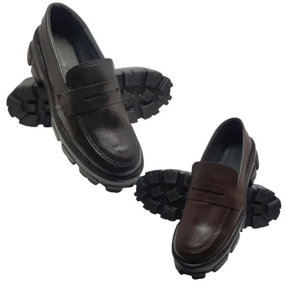 Imagem de Sapato Feminino Mocassim Oxford Sola Tratorada Plataforma Blogueira