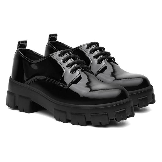 Sapato Oxford Feminino Sapato Preto Com CadarÃ§o Feminino Oxford