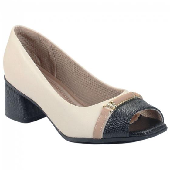 Imagem de Sapato Feminino Peep Toe Piccadilly Salto Médio Grosso 