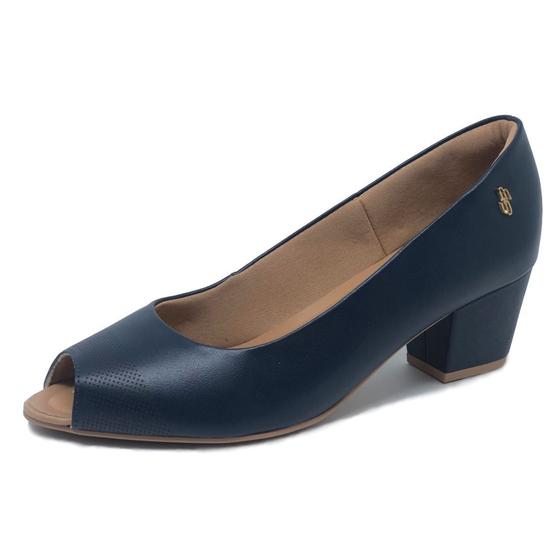 Imagem de Sapato Feminino Salto Conforto Couro PeepToe Usaflex Q6697