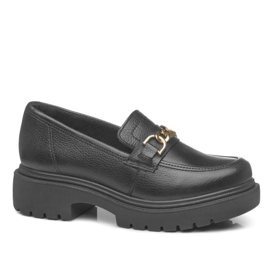 Imagem de Sapato Loafer Pegada Feminino em Couro Preto 222401-03