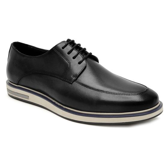 Imagem de  Sapato Masculino 100% Couro legitimo Liso Oxford Derby Bico Redondo Cadarço Sola Borracha 