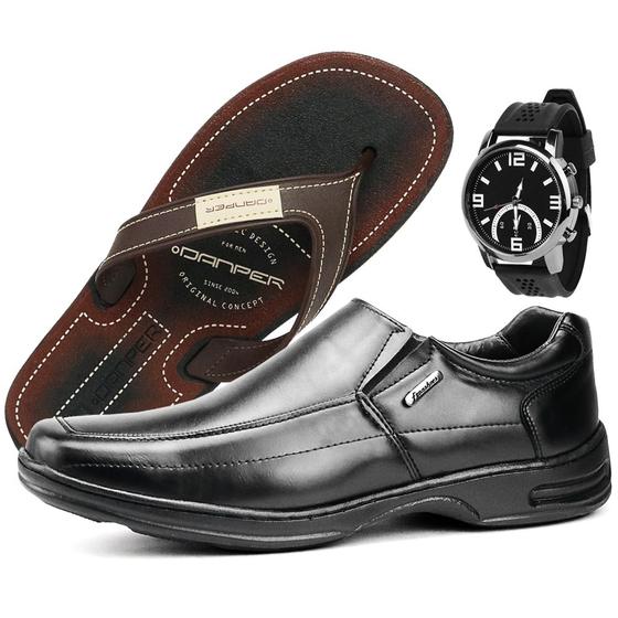 Imagem de Sapato Masculino Confotavel Com Relogio e Chinelo