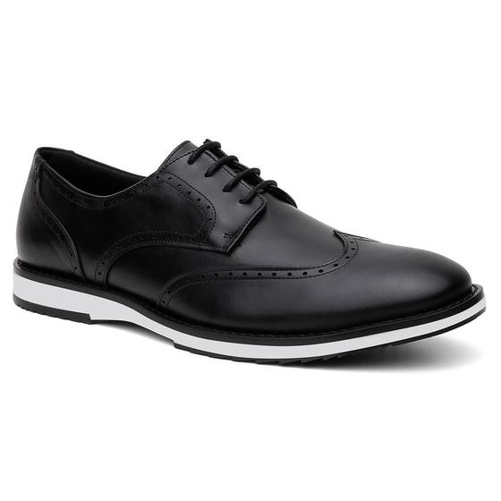 Imagem de Sapato Masculino Derby Couro Bico Redondo Brogue Casual