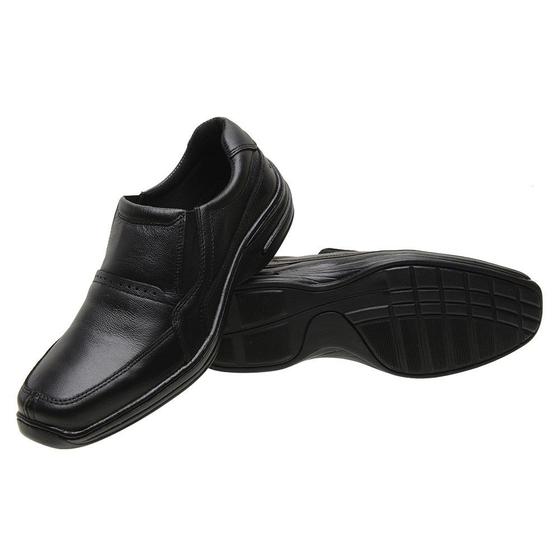 Imagem de Sapato Masculino em Couro Preto Moda Luxo Casual Calce Fácil