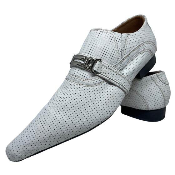 Imagem de Sapato Masculino Italiano Em Couro Branco Aerado Ref: D662