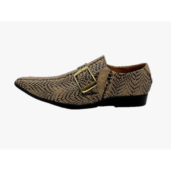 Imagem de Sapato Masculino Italiano Em Couro Marrom Serpente Ref: D863