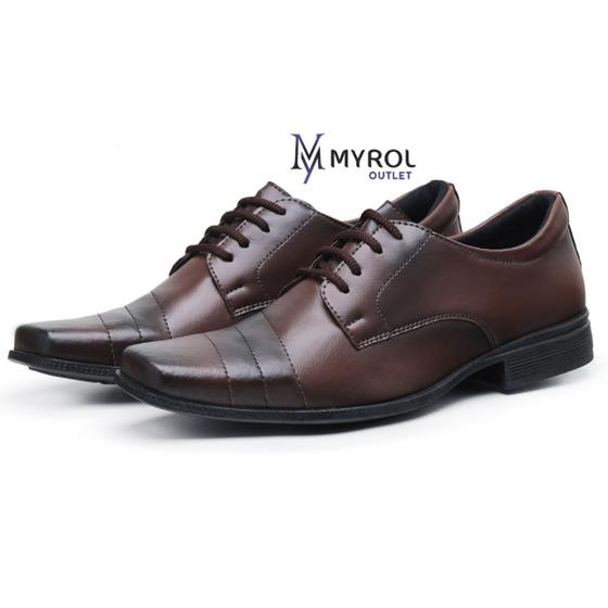 Imagem de Sapato Masculino Myrol Outlet Social Clássico Café Com Cadarço