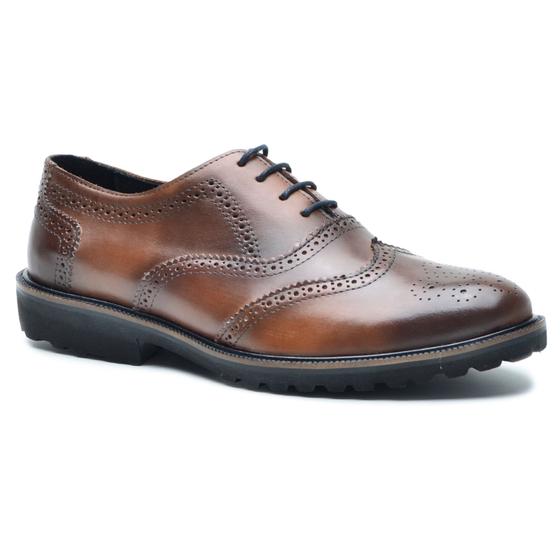 Imagem de Sapato Masculino Oxford Brogue Wing Couro Lançamento Peça Já