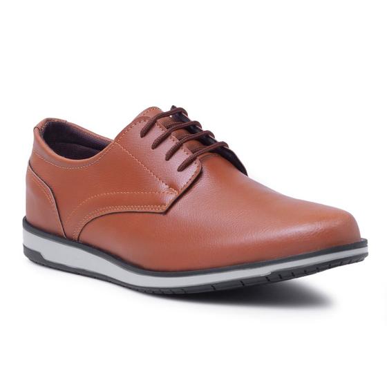 Imagem de Sapato Masculino Oxford Casual Social Whisky e Branco Conforto