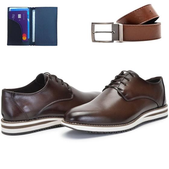 Imagem de Sapato Masculino Social Casual Derby Oxford Sola EVA + Cinto E Carteira