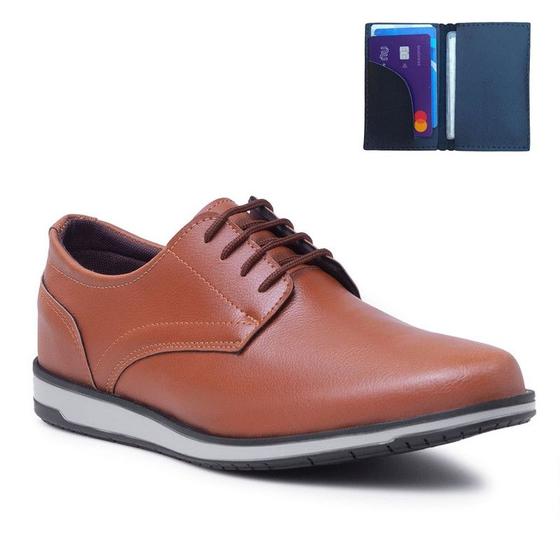 Imagem de Sapato Masculino Social Casual Derby Oxford Super Leve e Macio + Carteira