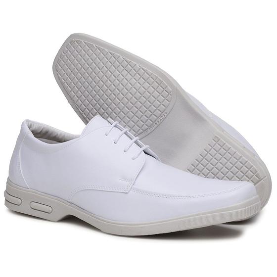 Imagem de Sapato Masculino Social Classico Cadarço Linha Conforto Cor Branco