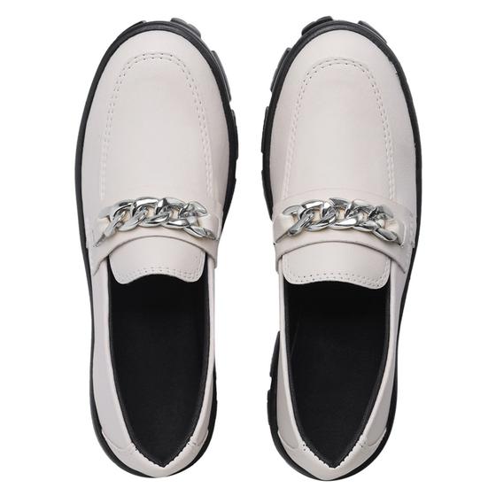 Imagem de Sapato Mocassim Tratorado Feminino Material Ecológico Metal Oxford Tendência