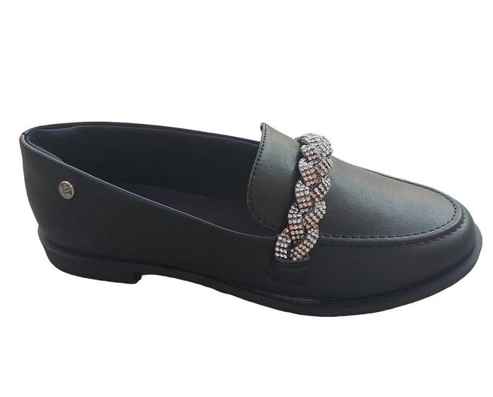 Imagem de Sapato Mocassim Via Uno Feminino Strass PRETO