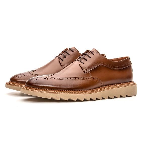 Imagem de Sapato Oxford Casual Derby Couro Sola Borracha Tratorada Ajuste Cadarço Palmilha Anatomica