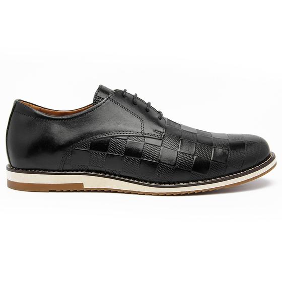 Imagem de Sapato Oxford Couro Legítimo Brogue Clássico Xadrez 3D Laser