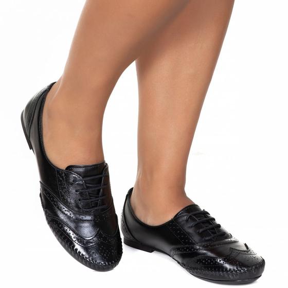 Imagem de Sapato Oxford Mocassim Feminino Casual Alice Monteiro Com Cadarço