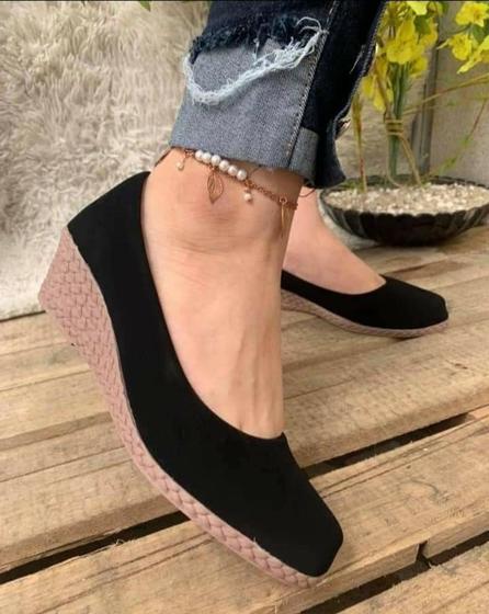 Sapato sandalia anabela feminino salto scarpin linha confort leve macio preto Menor preço em Sapato sandalia anabela feminino salto scarpin linha confort leve macio preto