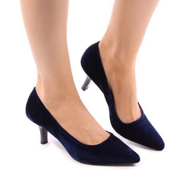 Imagem de Sapato Scarpin feminino Veludo Azul Marinho