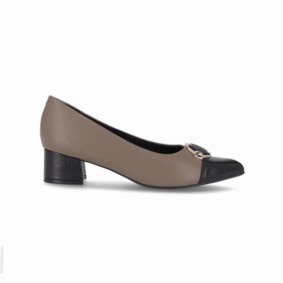 Imagem de Sapato Scarpin Piccadilly Salto Médio 739051-1 Feminino-Cinza/Preto