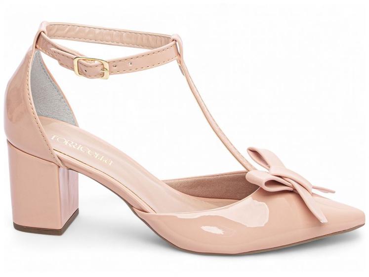 Imagem de Sapato Scarpin Rosa Salto Médio Baixo Bico Fino Lacinho Feminino 6,5 cm Rosa EMILY ONLINE