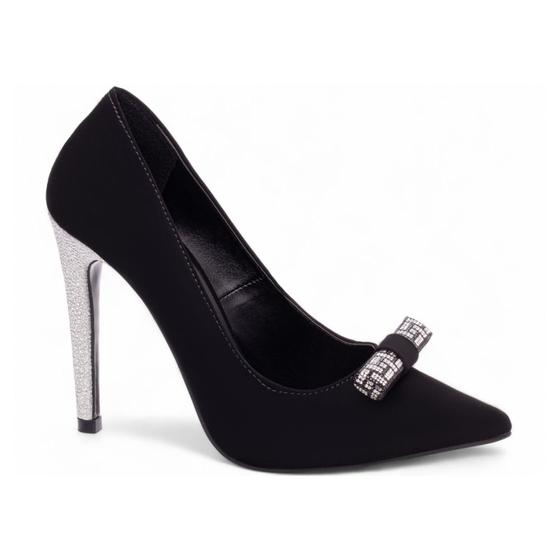 Imagem de Sapato Scarpin Salto 12 Nobuck Preto Feminino bico Fino