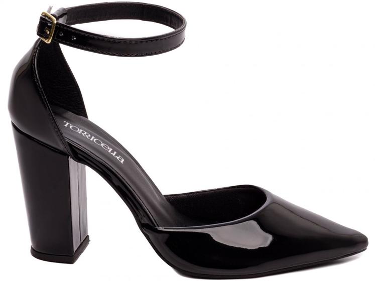 Feminino Salto Alto Scarpin Preto De Salto Grosso Preto Salto