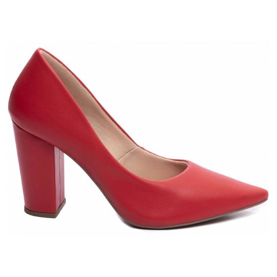 Imagem de Sapato Scarpin Vermelho Salto Grosso 9cm 65-01G