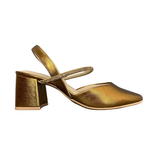 Imagem de Sapato Slingback Salto Bloco Strass Festa Social Ramarim
