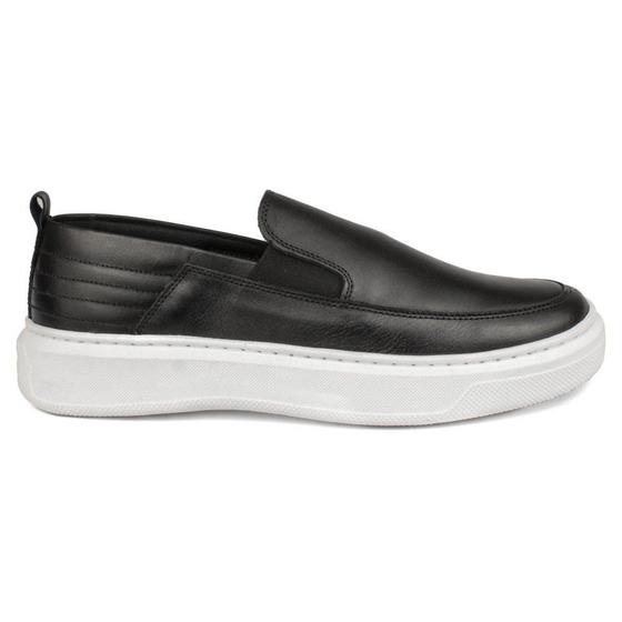 Imagem de Sapato Slip On Masculino Couro Legítimo Sola Alta preto