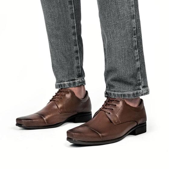 Imagem de Sapato Social Casual Masculino Bico Quadrado Derby Sport Fino 1010