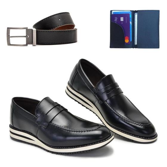 Imagem de Sapato Social Casual Mocassim Oxford + Carteira E Cinto