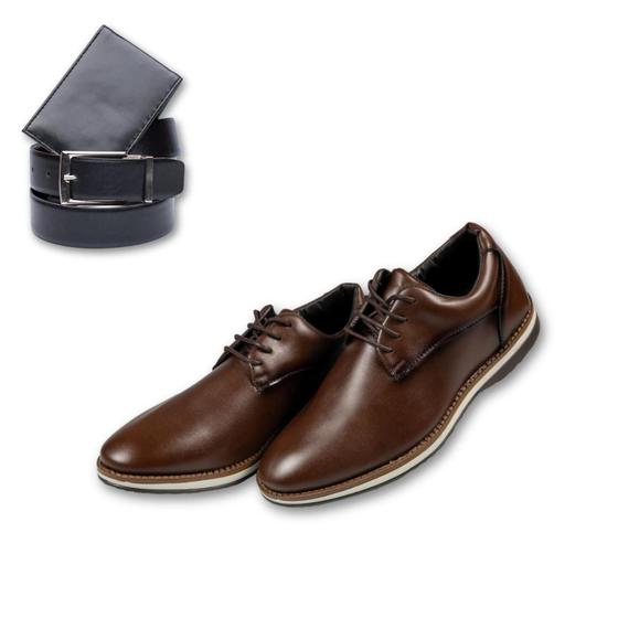 Imagem de Sapato Social + CInto e Carteira Masculino Oxford Denver Confortável Sapato Masculino Social Brogue