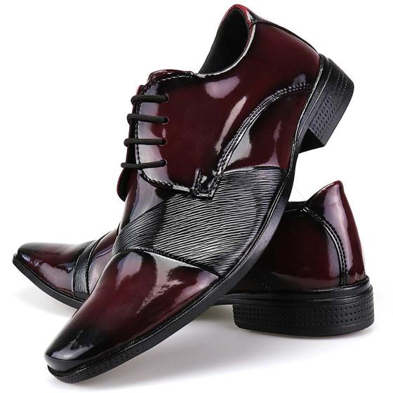 Imagem de Sapato Social Dhl WS Shoes Masculino Vinho e Preto