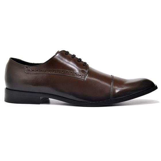 Imagem de Sapato Social em Couro Masculino Cadarço Detalhes Elegante Calce Fácil Confortável