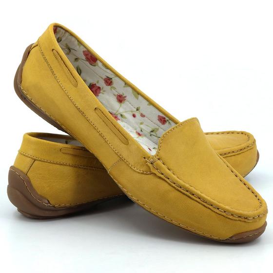 Sapato Social Feminino Em Couro Mocassim Slip On Brunet Mostarda ...