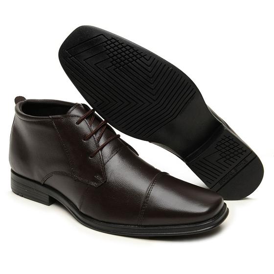 Sapato Social Masculina Cano alto Couro Legítimo Sport Fino Palmilha ...